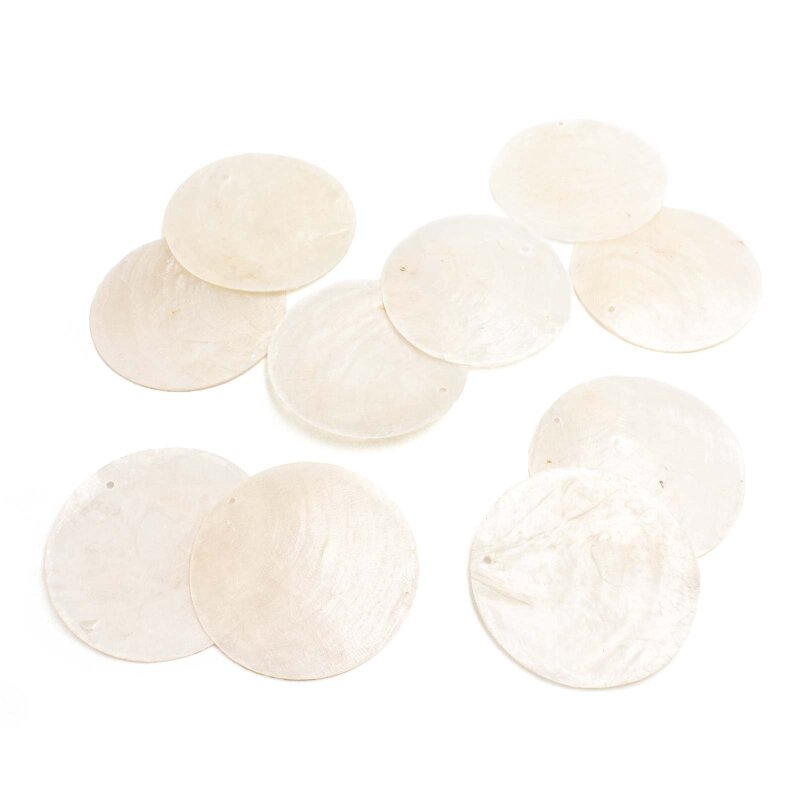 Capiz Muschelscheiben in cremeweiß 50 mm 10 Stück