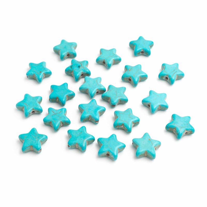 Perlen als Stern in türkis 11mm 20 Stück