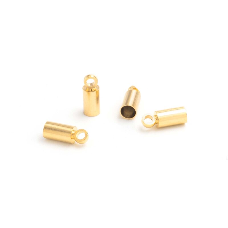 Endkappen aus Messing mit 24k Goldbeschichtung für 3mm Bänder 4 Stück