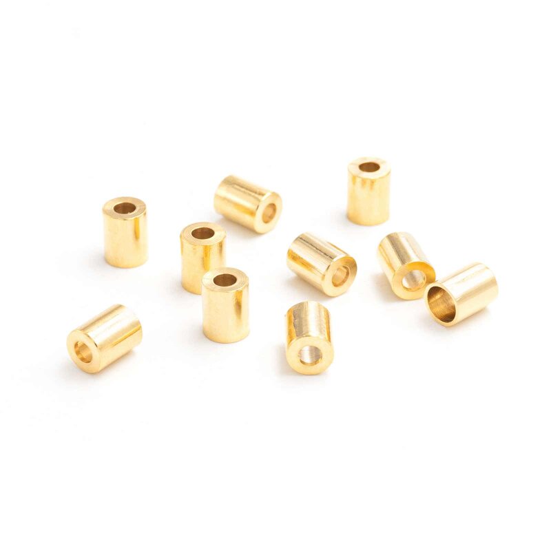 Endkappen aus Messing mit 24K Goldbeschichtung für 3 mm Bänder, 10 Stück