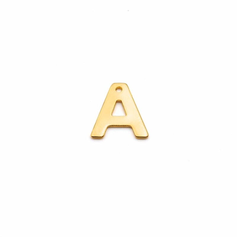 schlichter Anhänger als Buchstabe A aus Edelstahl in goldfarben 1 Stück