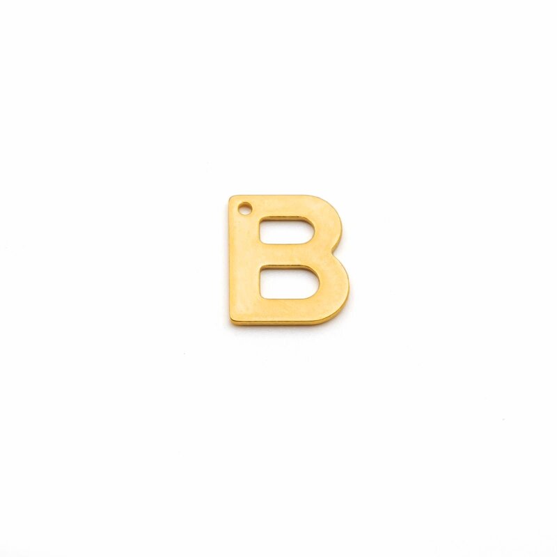 schlichter Anhänger als Buchstabe B aus Edelstahl in goldfarben 1 Stück