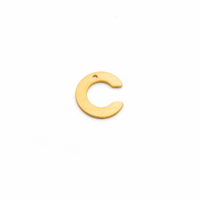 schlichter Anhänger als Buchstabe C aus Edelstahl in goldfarben 1 Stück
