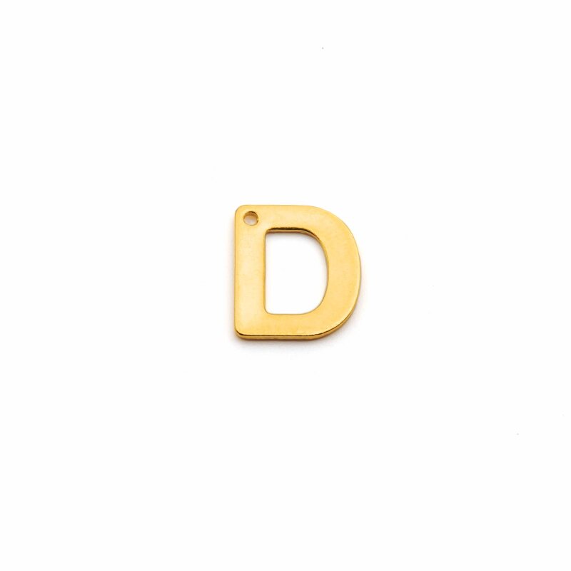 schlichter Anhänger als Buchstabe D aus Edelstahl in goldfarben 1 Stück