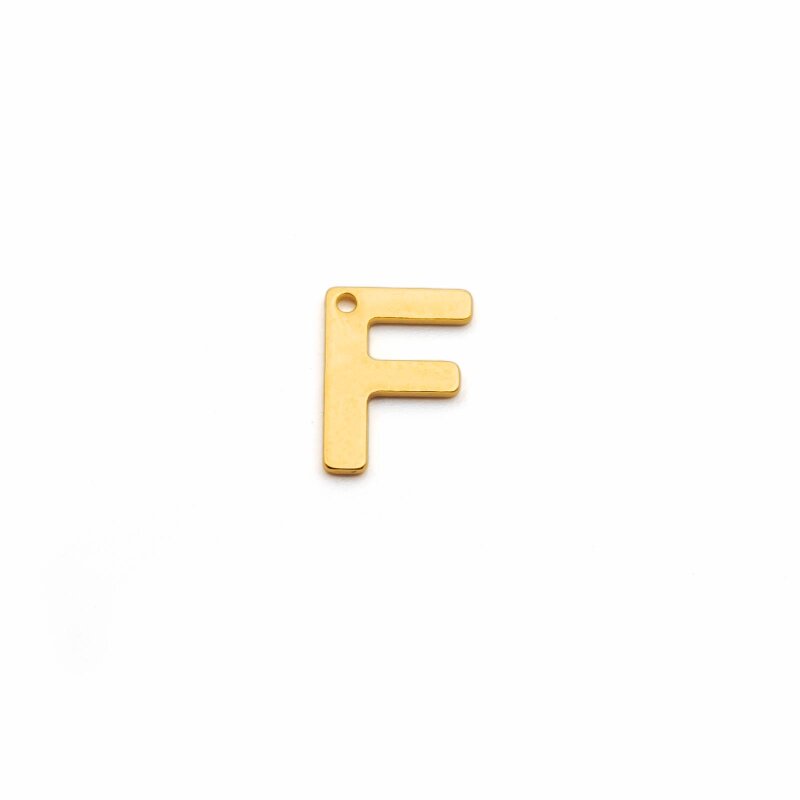 schlichter Anhänger als Buchstabe F aus Edelstahl in goldfarben 1 Stück