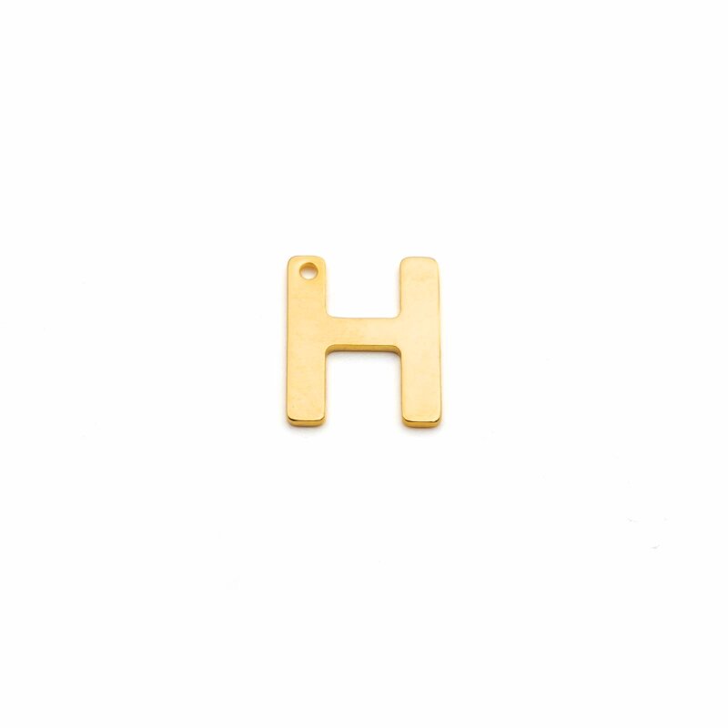 schlichter Anhänger als Buchstabe H aus Edelstahl in goldfarben 1 Stück