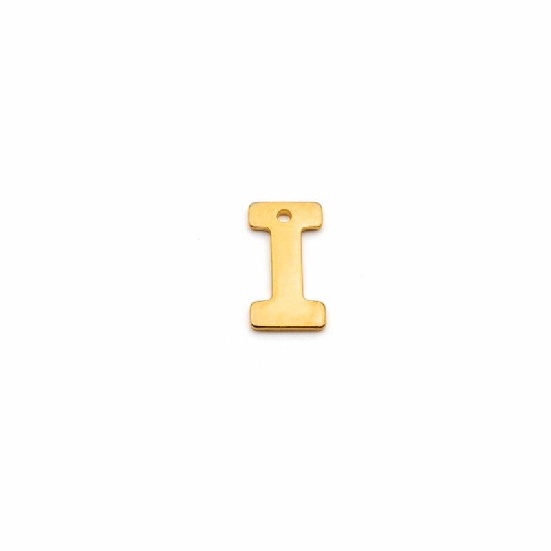 schlichter Anhänger als Buchstabe I aus Edelstahl in goldfarben 1 Stück