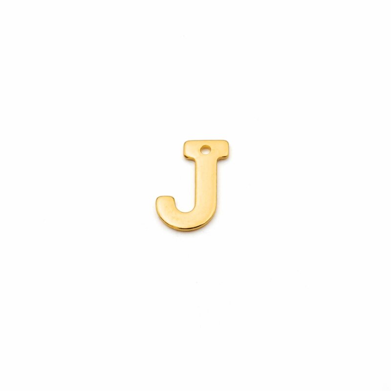 schlichter Anhänger als Buchstabe J aus Edelstahl in goldfarben 1 Stück