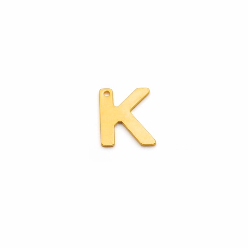 schlichter Anhänger als Buchstabe K aus Edelstahl in goldfarben 1 Stück