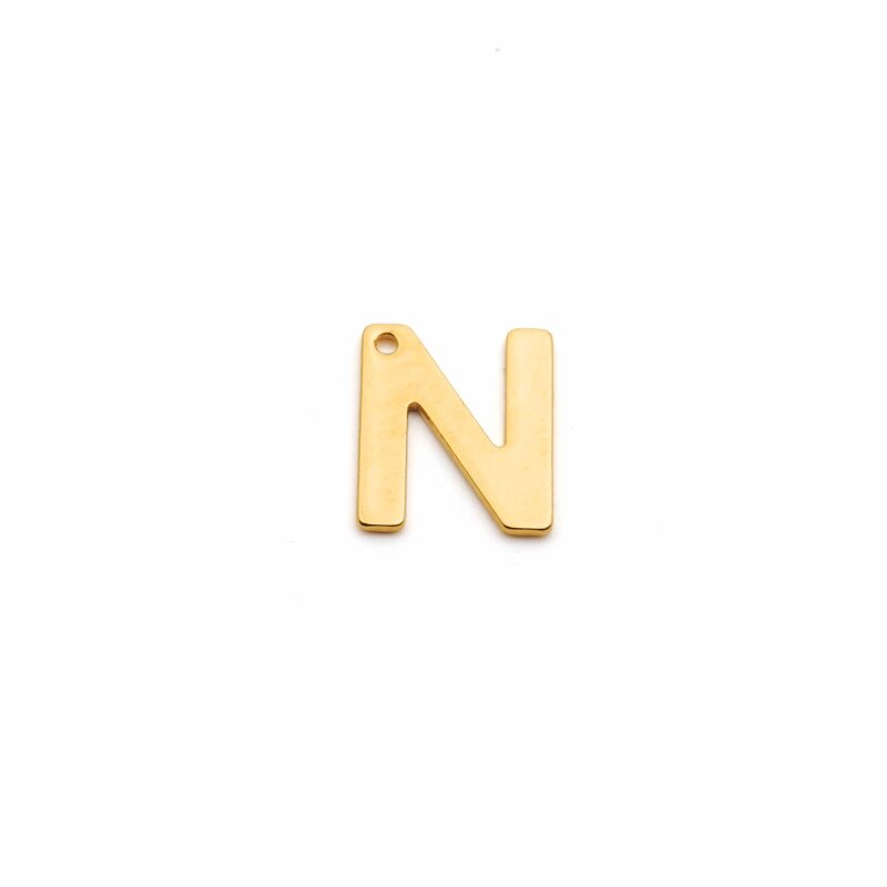 schlichter Anhänger als Buchstabe N aus Edelstahl in goldfarben 1 Stück