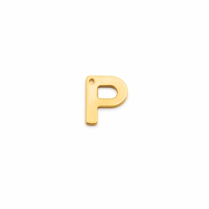 schlichter Anhänger als Buchstabe P aus Edelstahl in goldfarben 1 Stück