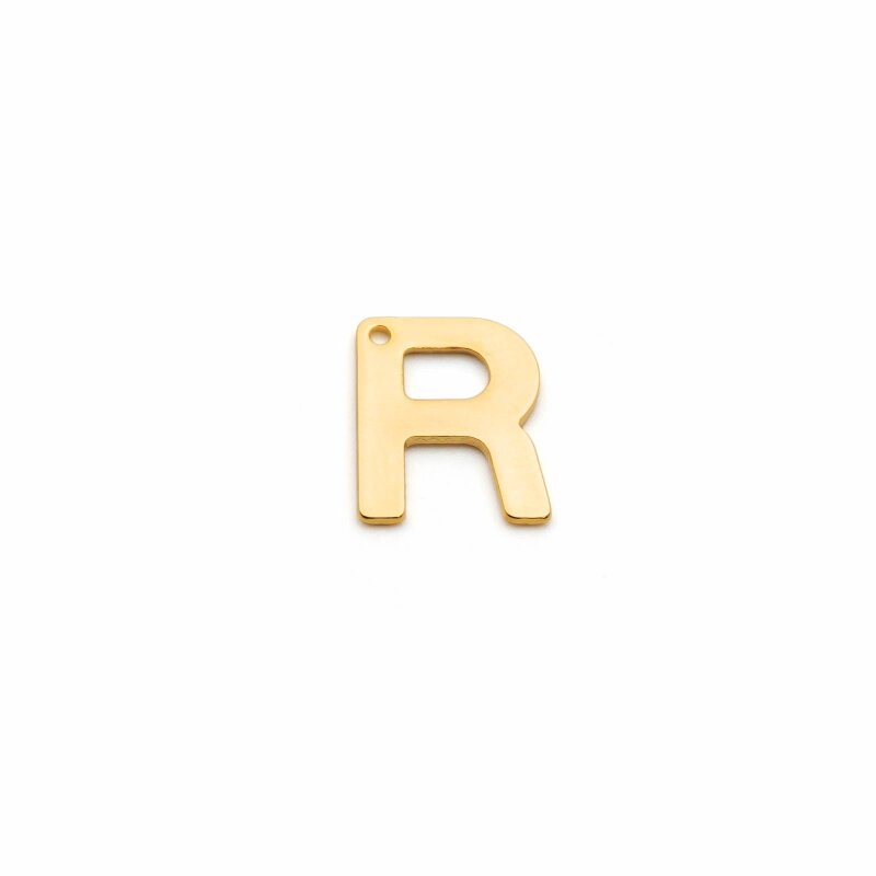 schlichter Anhänger als Buchstabe R aus Edelstahl in goldfarben 1 Stück