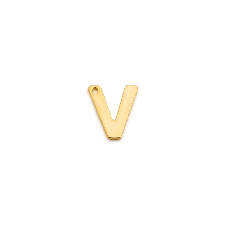 schlichter Anhänger als Buchstabe V aus Edelstahl in goldfarben 1 Stück