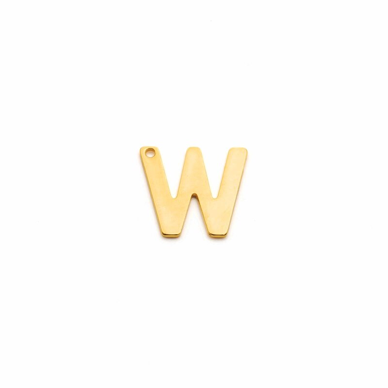 schlichter Anhänger als Buchstabe W aus Edelstahl in goldfarben 1 Stück