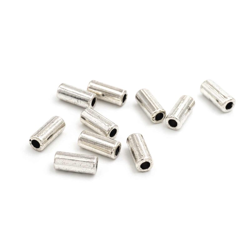 längliche Perle in antik silber 12mm lang mit 2,5mm Innendurchmesser 10 Stück