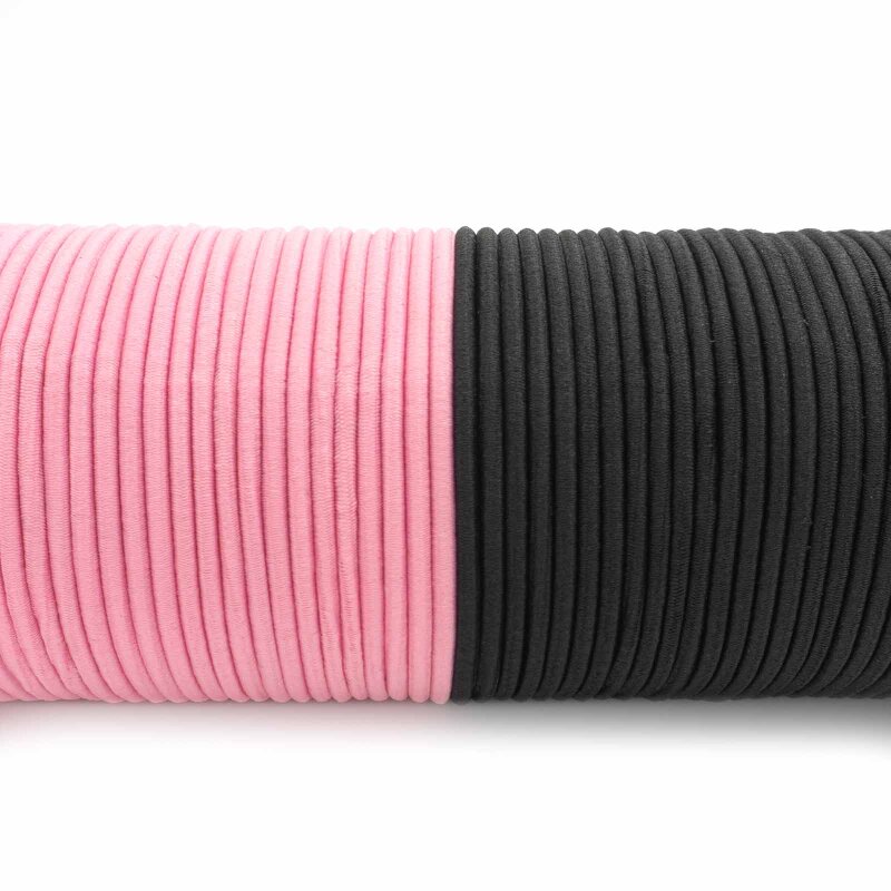 Gummibänder in rosa und schwarz 2mm 4 Meter