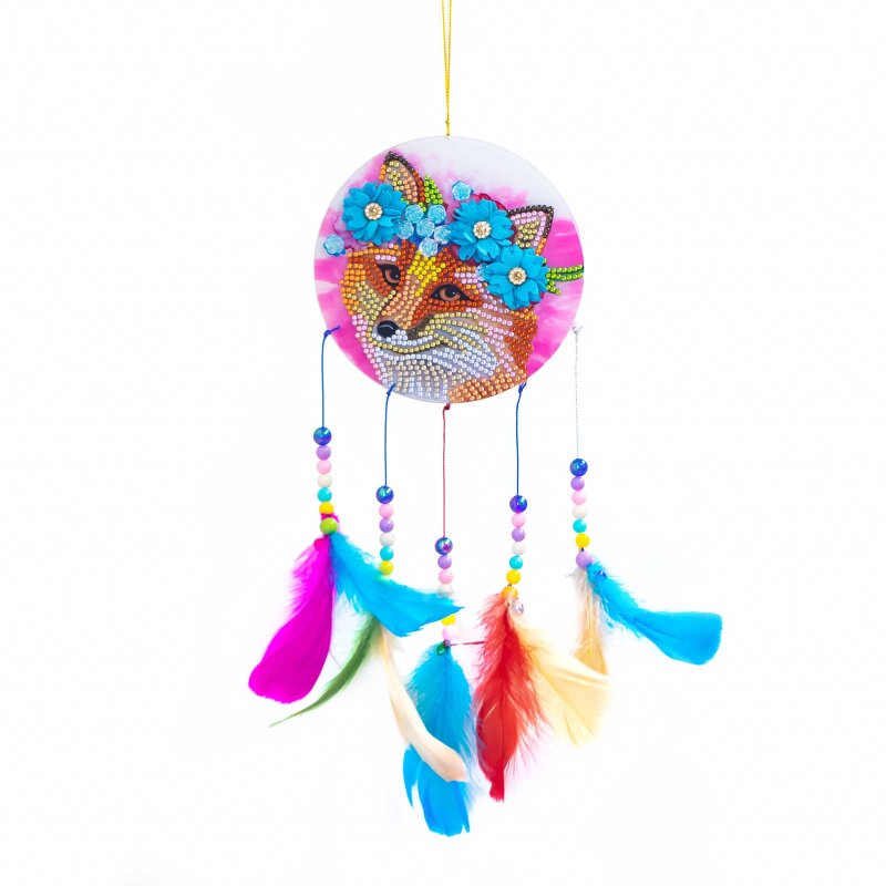 Diamond Painting - Fuchs als Traumfänger mit Federn Komplettset