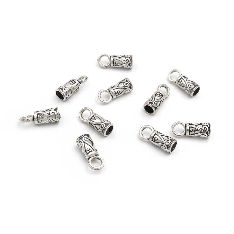 Endkappen mit Verzierungen für 4mm Bänder in antik silber 10 Stück