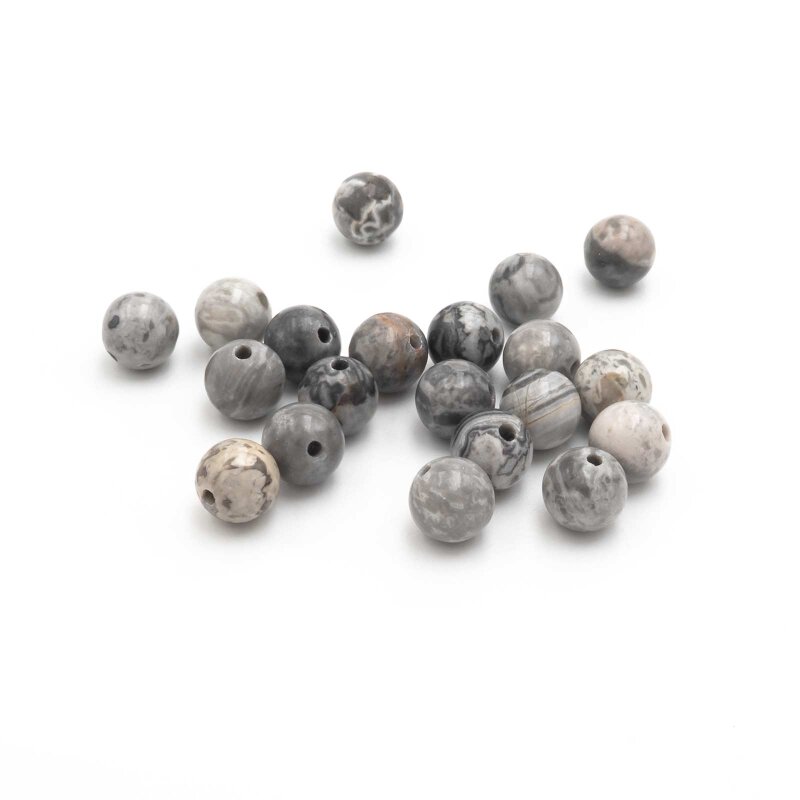 natürliche Perlen aus Jaspis in grau 6mm 20 Stück