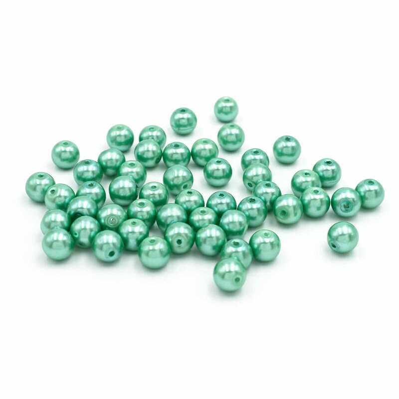 Glaswachsperlen in aquamarine 8mm 50 Stück