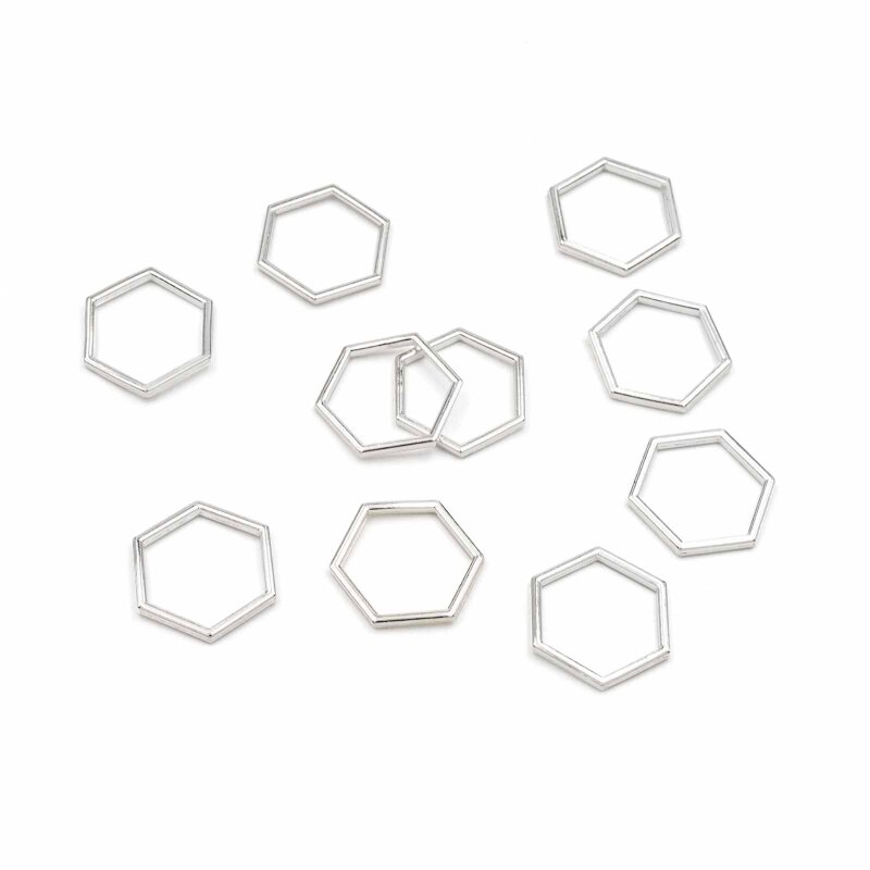 Bienenwabe 15 x 17 mm aus Metalllegierung in Silberfarben 10 Stück