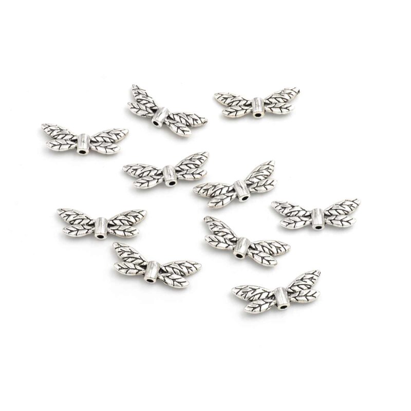 Libellenflügel in antik silberfarben 23mm 10 Stück