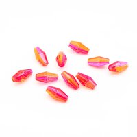 Glasschliffperlen als Bicone in rot gelb 11mm x 6mm 10...