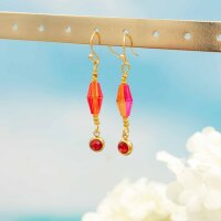 Glasschliffperlen als Bicone in rot gelb 11mm x 6mm 10...