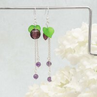 flache Lampwork Perlen in Aubergine mit Silberfolie 12mm...