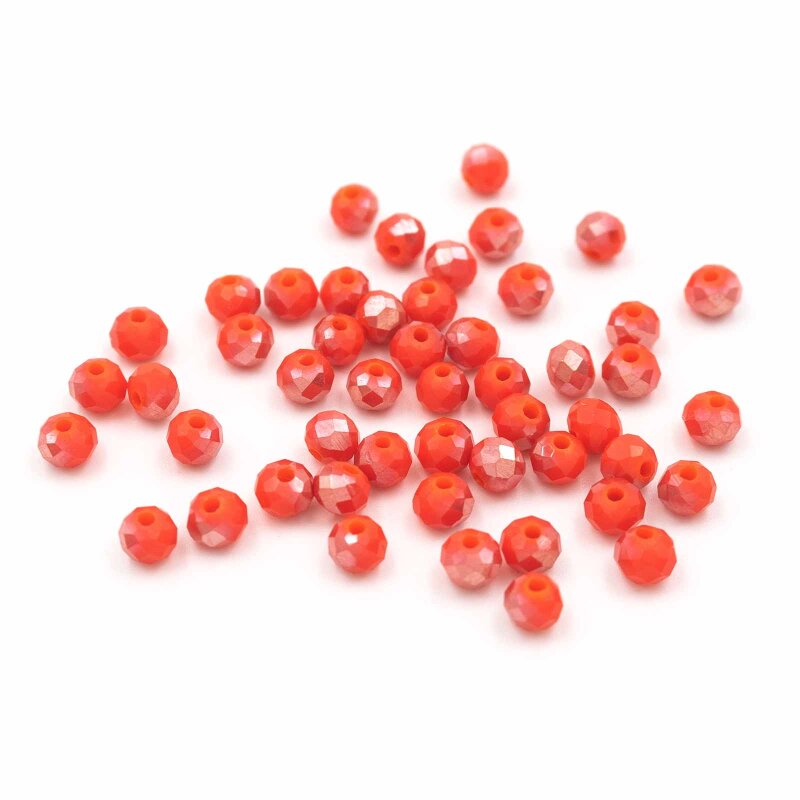 Glasschliffperlen mit Farbverlauf in orange und rot 4x3mm 50 Stück