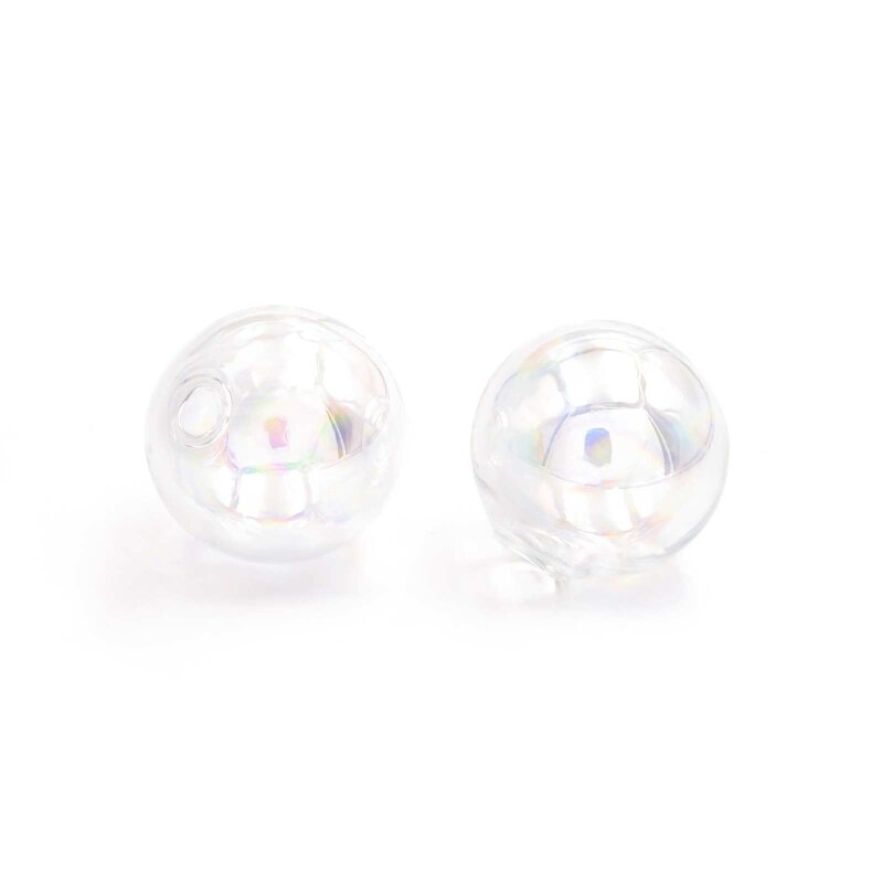 durchsichtige Hohlperlen mit Holoeffekt 25mm 2 Stück