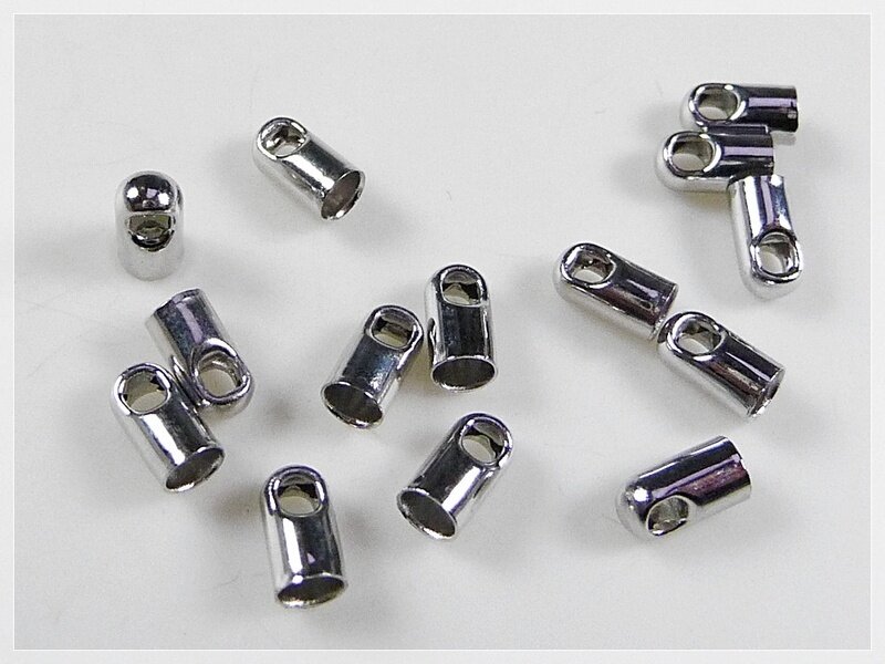 30 Endkappen silber platiniert für 2,5 mm Bänder