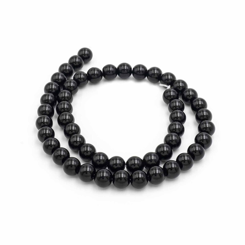 glänzende Perlen aus Onyx in schwarz 8mm ein Strang 50 Stück