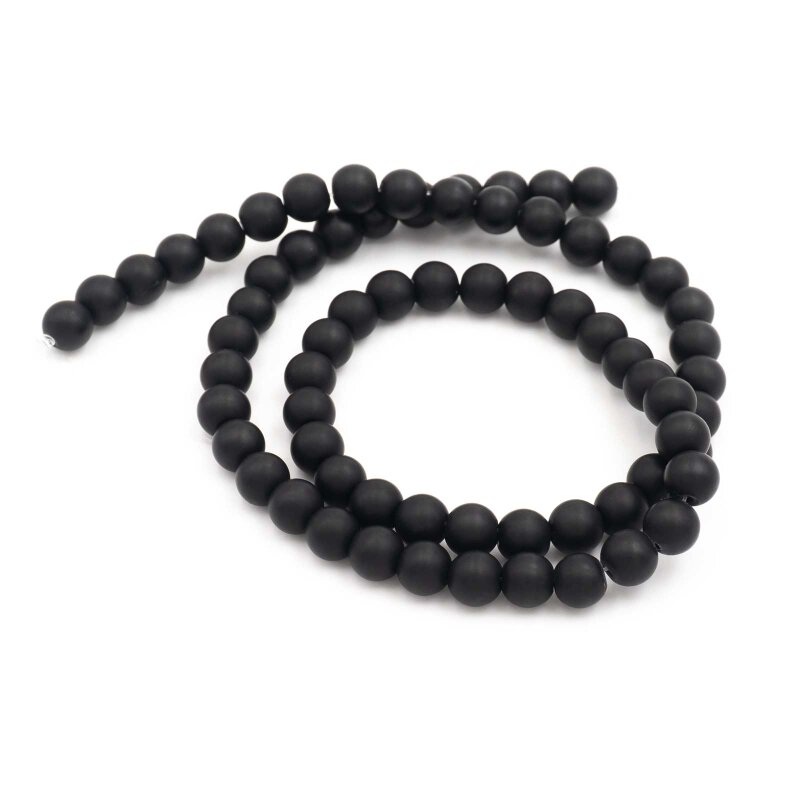 gefrostete Perlen aus Onyx in schwarz 6mm ein Strang mit 68 Perlen