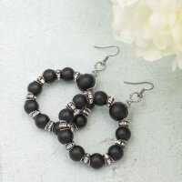 gefrostete Onyx Perlen in schwarz 8mm ein Strang mit 50...
