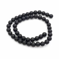 gefrostete Onyx Perlen in schwarz 8mm ein Strang mit 50...