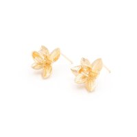 Blumen Ohrstecker mit Öse, Messing 18K...