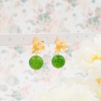 Blumen Ohrstecker mit Öse, Messing 18K...