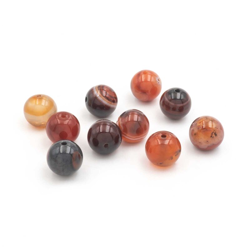 Perlen aus Achat in Rot- und Brauntönen 10 mm 10 Stück