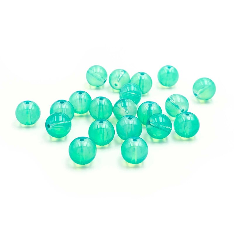 Glasperlen in Aquamarine in Opal Optik12mm 20 Stück