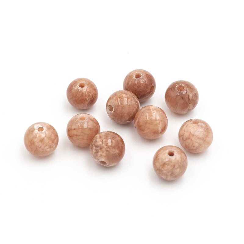 Jadeperlen in beige eingefärbt 8mm 10 Stück