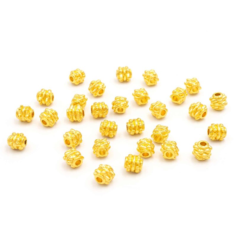 Zwischenperlen im tibetischen Stil in goldfarben 5mm 30 Stück