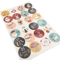 runde Sticker 1 bis 24 mit süßen Motiven ein...