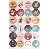 runde Sticker 1 bis 24 mit süßen Motiven ein...