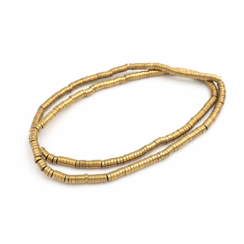 Zwischenperlen aus synthetischem Hämatit in Goldfarben 3 mm 1 Strang 400 Stück