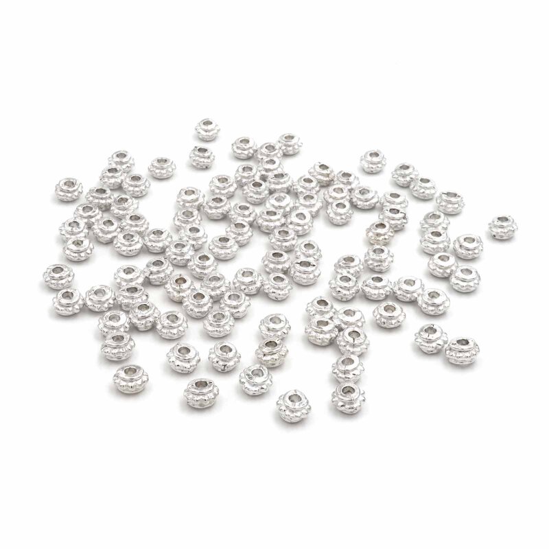 verzierte Zwischenperlen in silberfarben 5mm 100 Stück