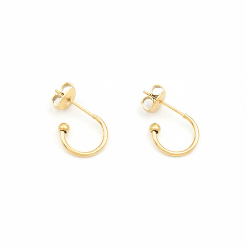 Halbcreolen 11 mm aus 304 Edelstahl mit 14K Goldbeschichtung, 2 Stück