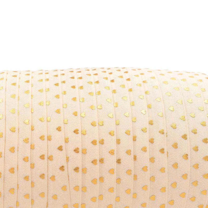 elastisches Gummiband/Faltband mit goldenen Herzchen in beige 1m