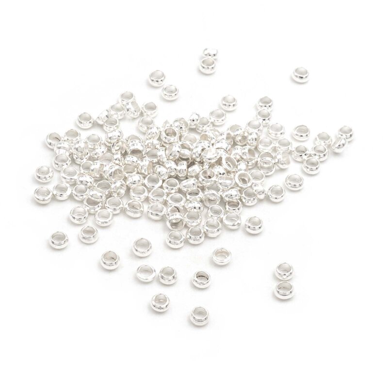 Quetschperlen aus Messing in silberfarben 3mm 5 Gramm ca.160 Stück
