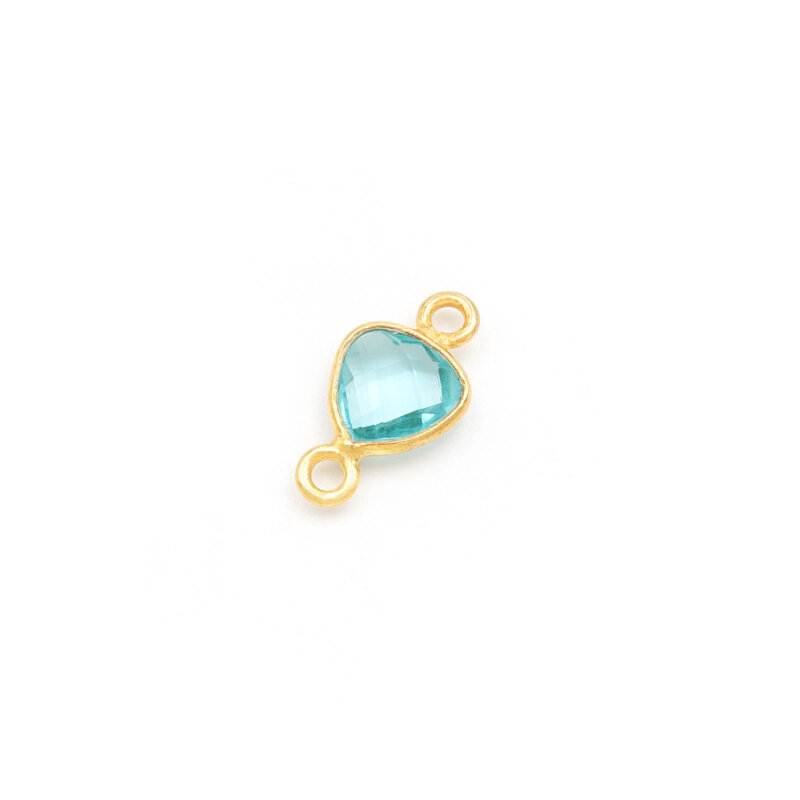 Verbinder als Tropfen aus 925S mit blauem Quarz 13x7mm in goldfarben